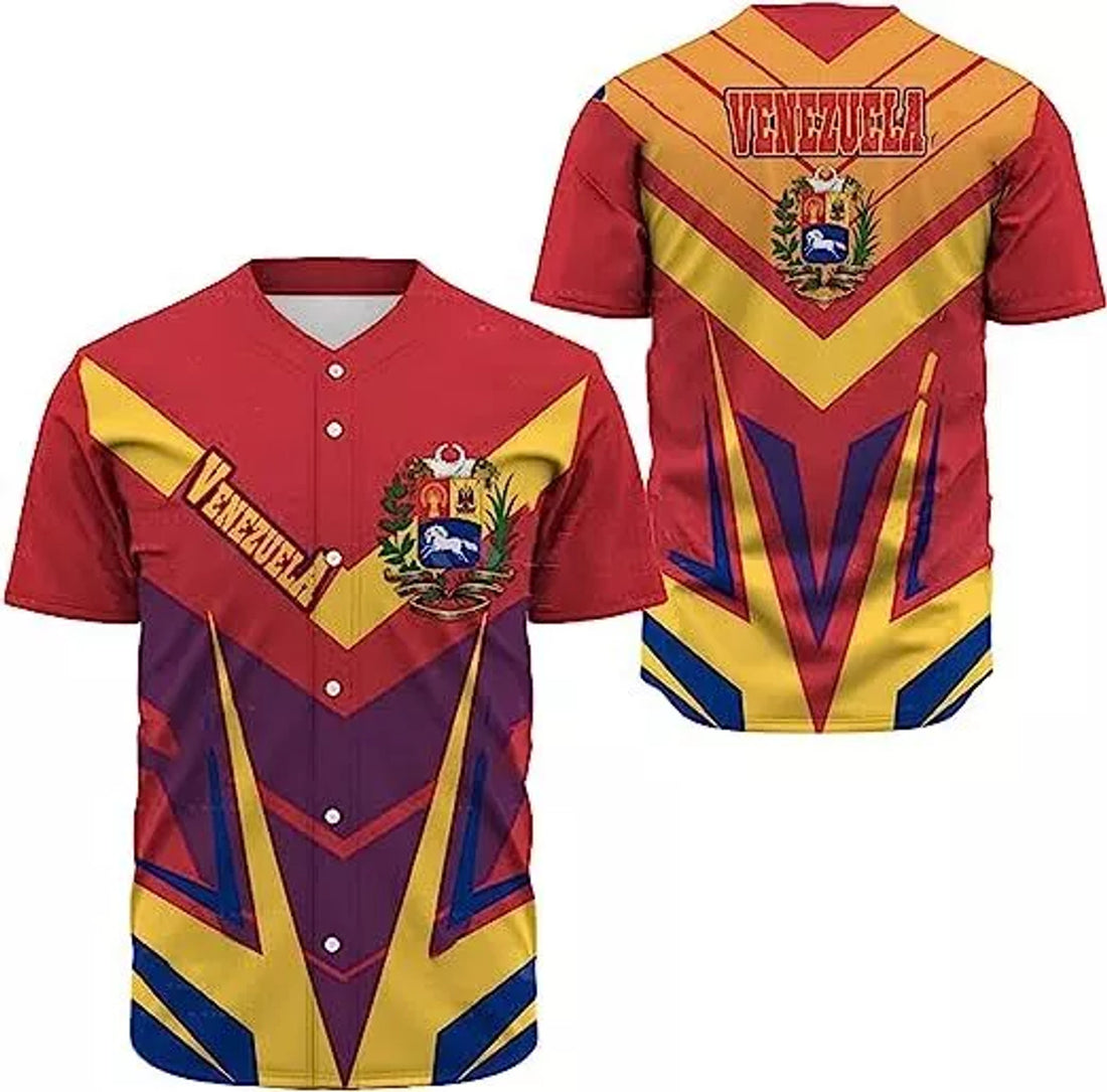 Red Venezuela Baseball Jersey Shirt Team Venezuela Jersey Baseball Jersey S-5XL