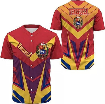 Red Venezuela Baseball Jersey Shirt Team Venezuela Jersey Baseball Jersey S-5XL