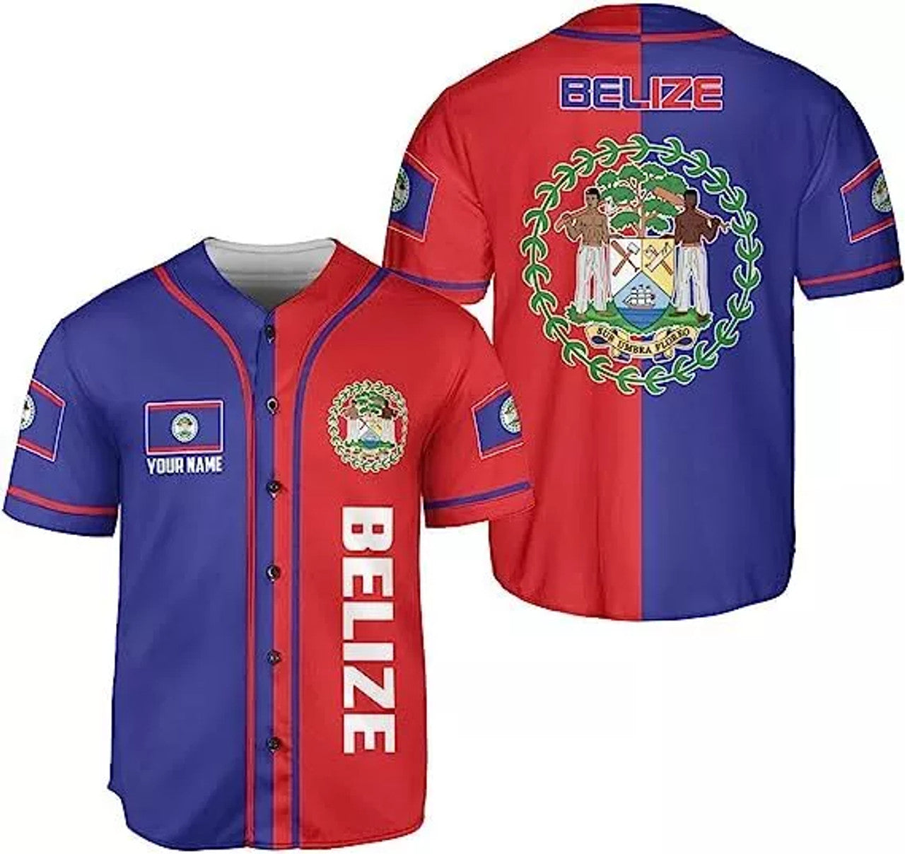 Custom Belize Baseball Jersey Shirt Belizean Flag Pride hBaseball Jersey S-5XL