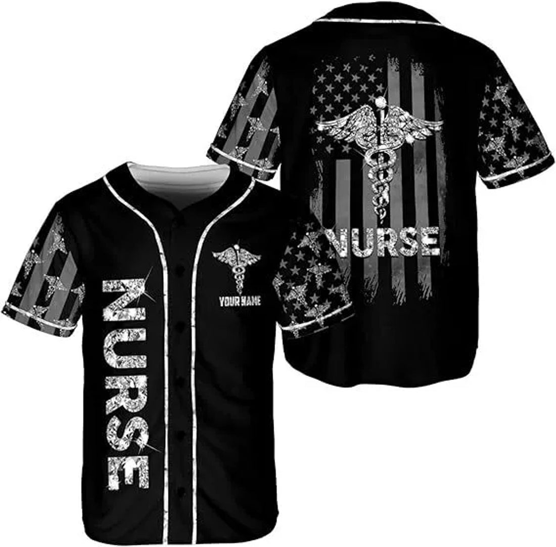 Custom Nurse Baseball Jersey Shirt Mom Nursing Gifts Baseball Jersey S-5XL