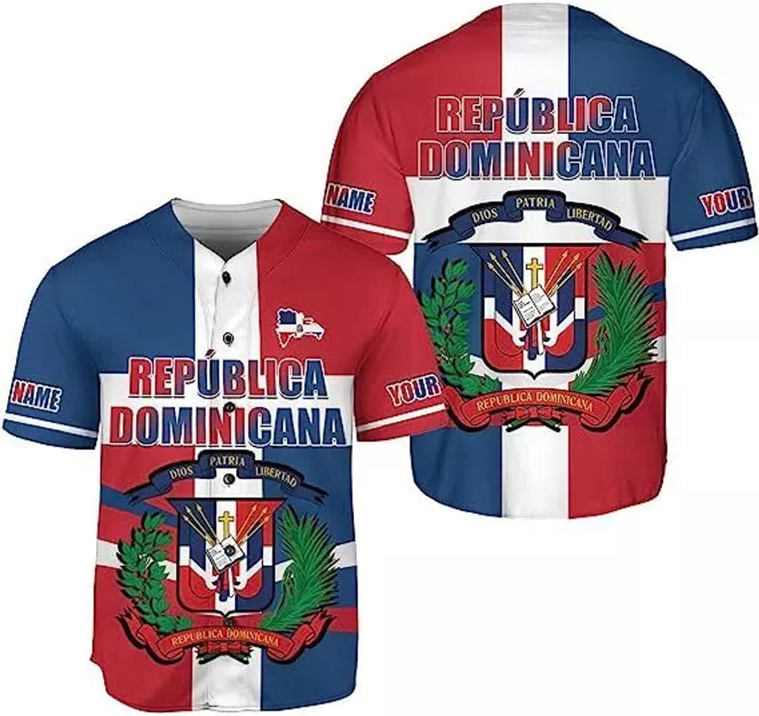 Custom Dominican Republic Baseball Jersey Shirt S-5XL