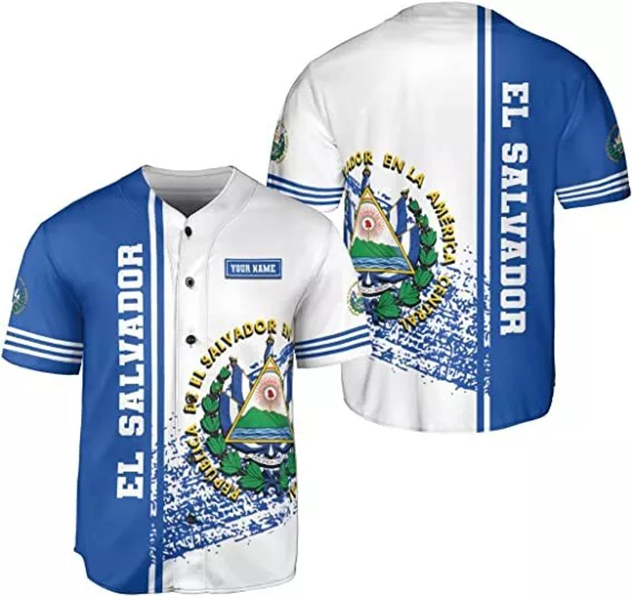 Personalized El Salvador Flag Baseball Jersey Shirt Baseball Jersey S-5XL