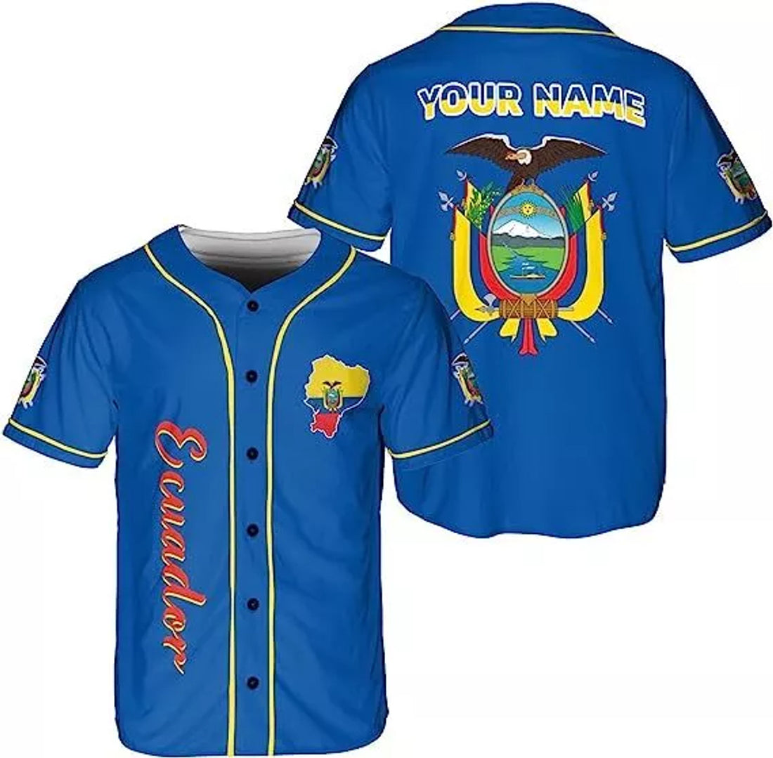 Custom Baseball Jersey Shirt Ecuador Flag Jersey Baseball Jersey S-5XL