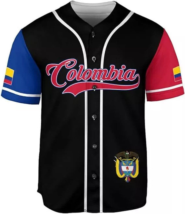 Custom Colombia Flag Baseball Jersey Shirt Baseball Jersey S-5XL