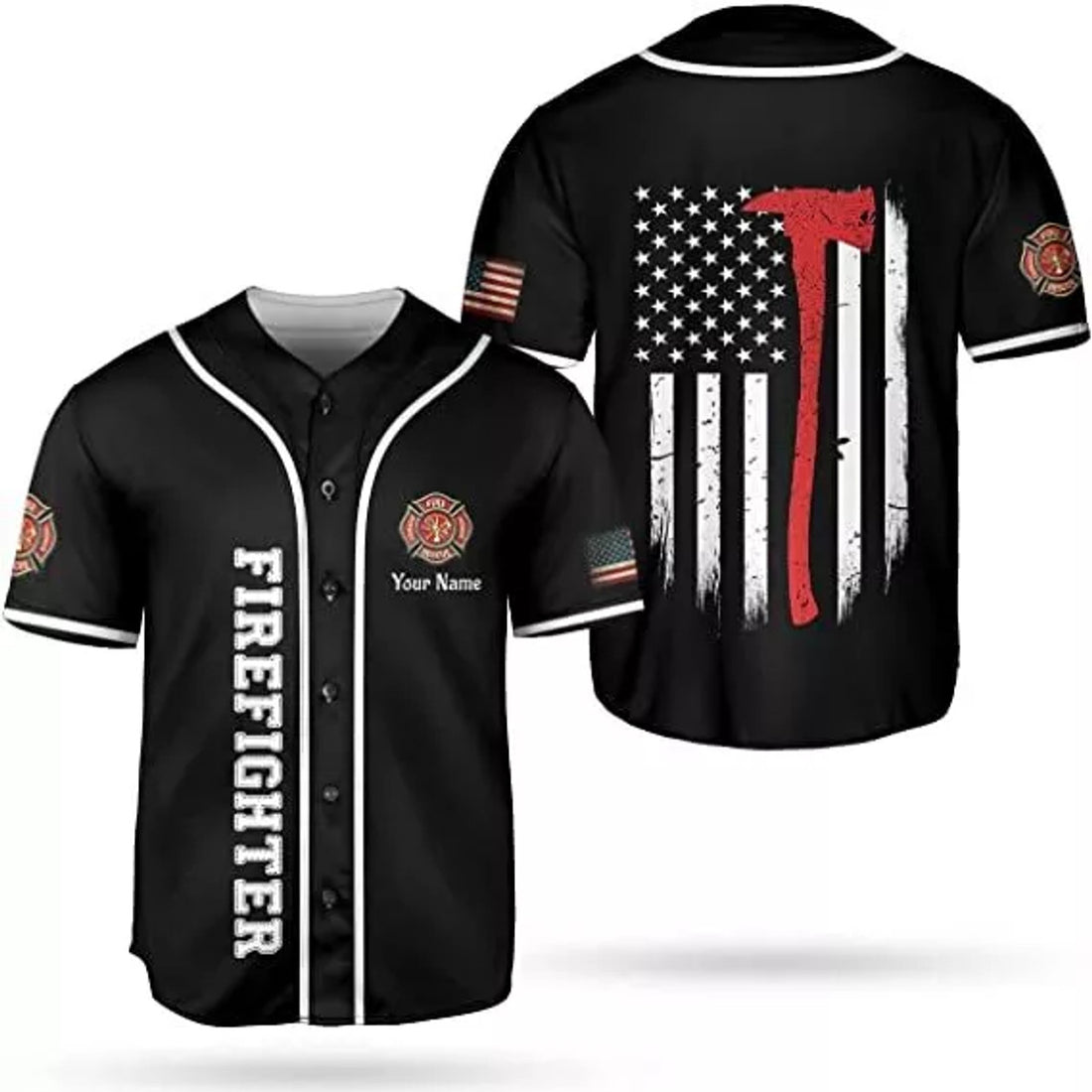 Custom Firefighter Baseball Jersey Thin Red Line Baseball Jersey S-5XL