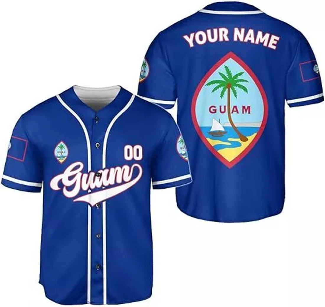 Custom Guam Baseball Jersey Shirt Guam Island Pride Baseball Jersey S-5XL