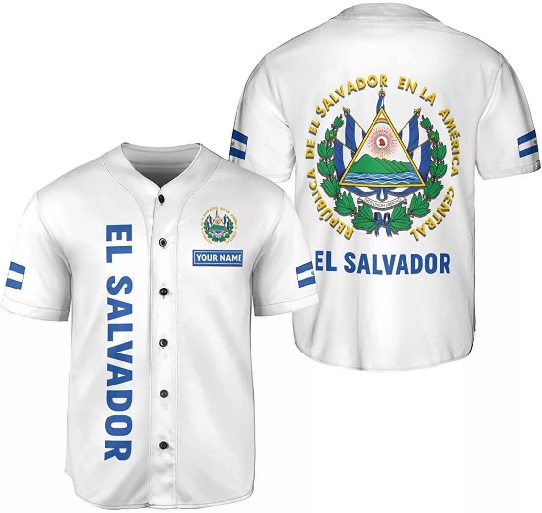 Personalized El Salvador Flag Baseball Jersey Shirt Baseball Jersey S-5XL