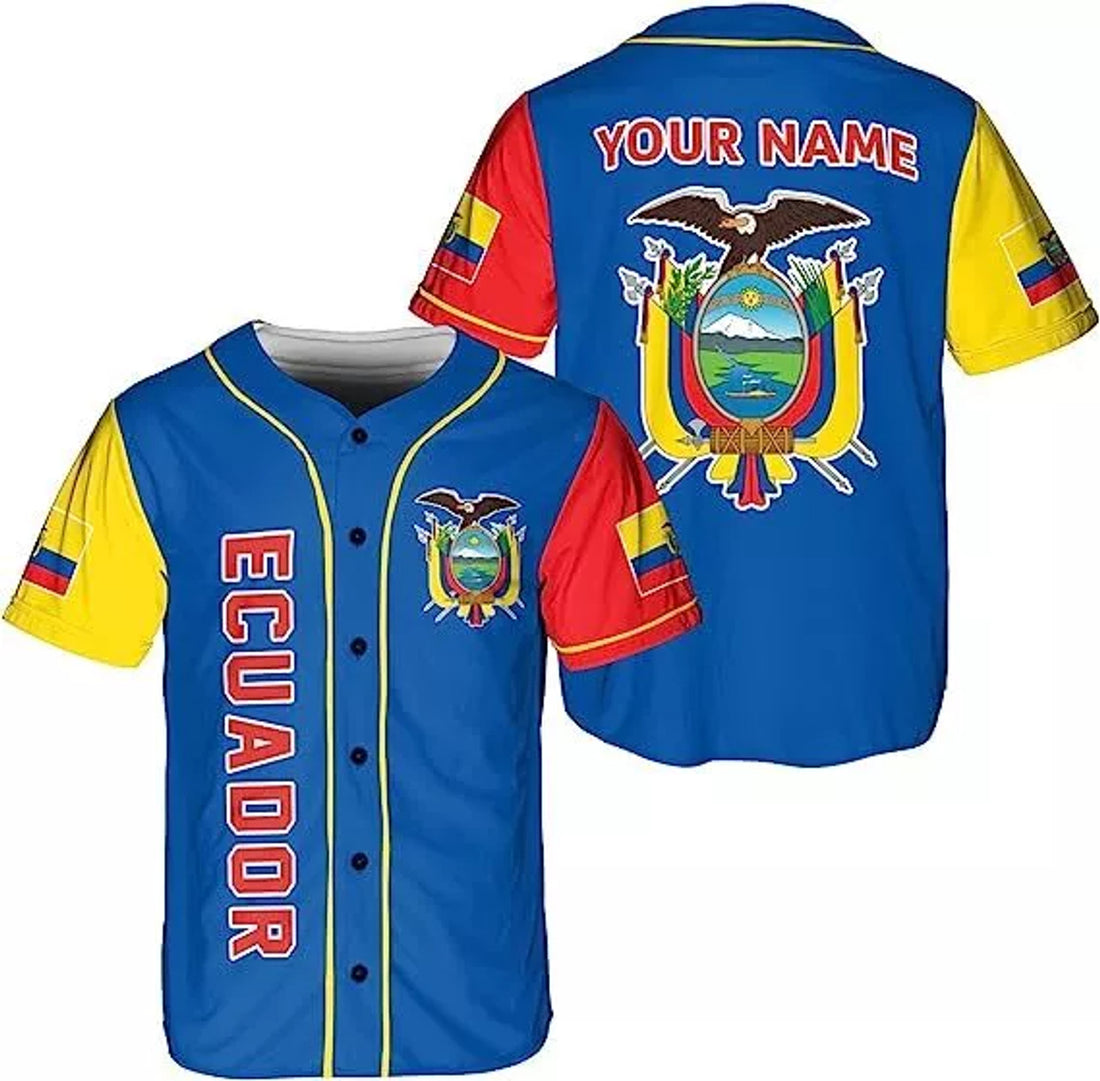 Custom Baseball Jersey Shirt Ecuador Flag Jersey Baseball Jersey S-5XL