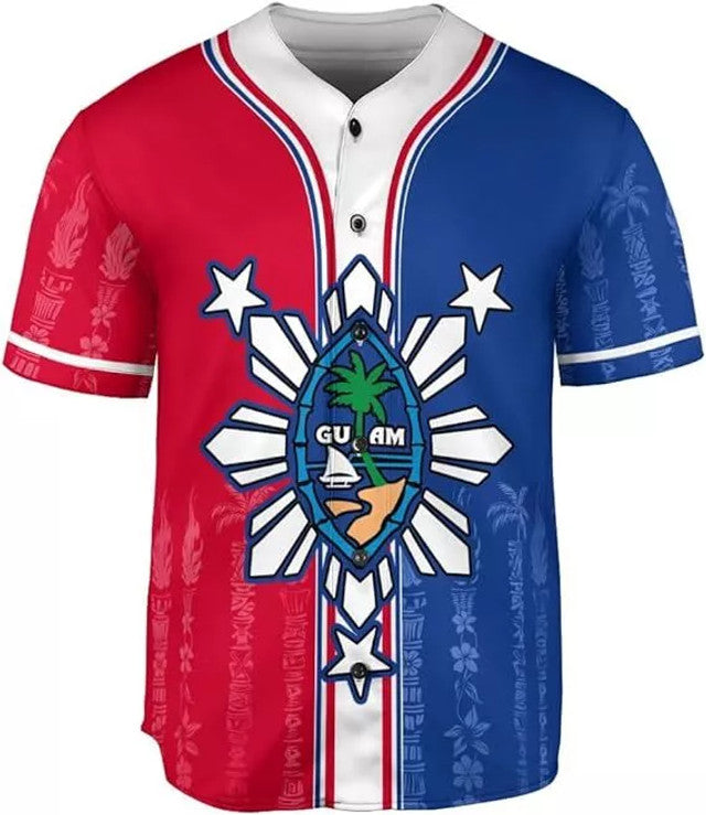 Custom Guam Novelty Baseball Jersey 3D Short Sleeve Baseball Jersey S-5XL