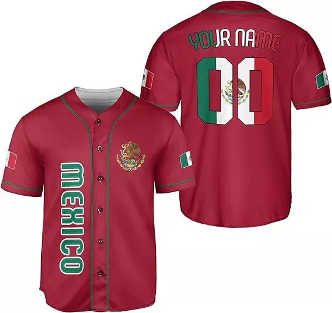 Custom Mexico Baseball Soccer Shirt Mexican Jersey Baseball Jersey S-5XL