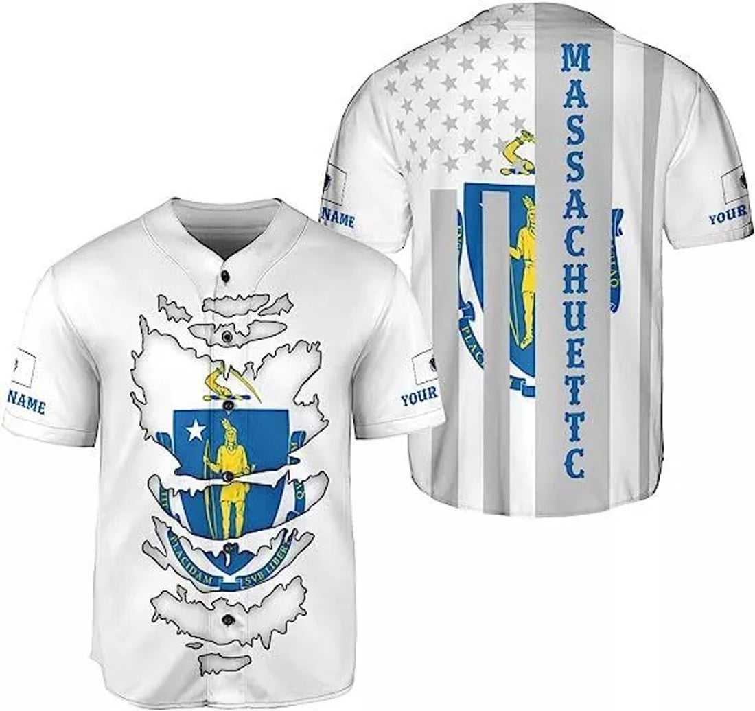 Custom Name Massachusetts Baseball Jersey Shirts Baseball Jersey S-5XL