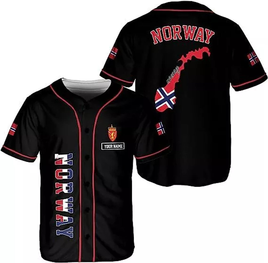 Custom Norway Baseball Jersey Norwegian Pride Baseball Jersey S-5XL