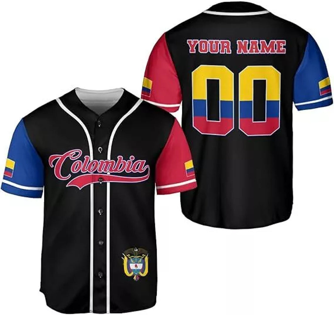 Custom Colombia Flag Baseball Jersey Shirt Baseball Jersey S-5XL