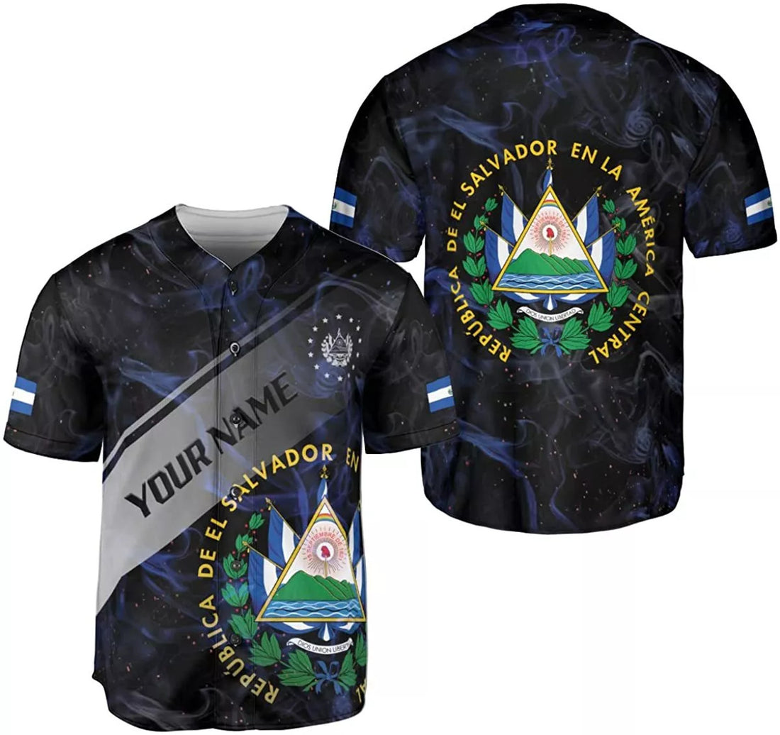 Personalized El Salvador Flag Baseball Jersey Shirt Baseball Jersey S-5XL