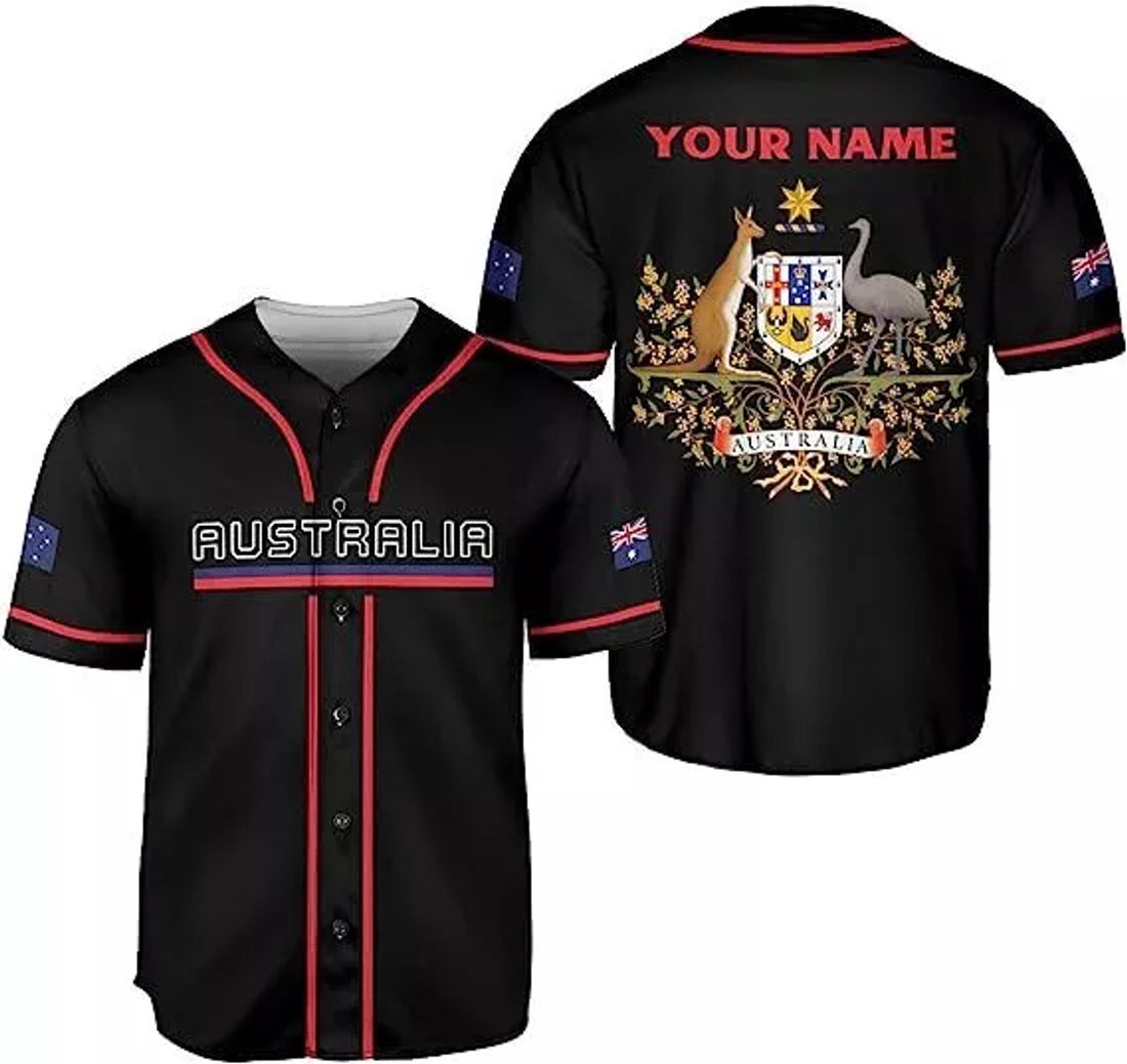 Custom Australia Baseball Jersey Shirt Flag Kangaroo Baseball Jersey S-5XL