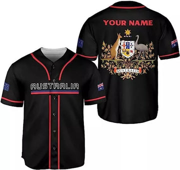 Custom Australia Baseball Jersey Shirt Flag Kangaroo Baseball Jersey S-5XL