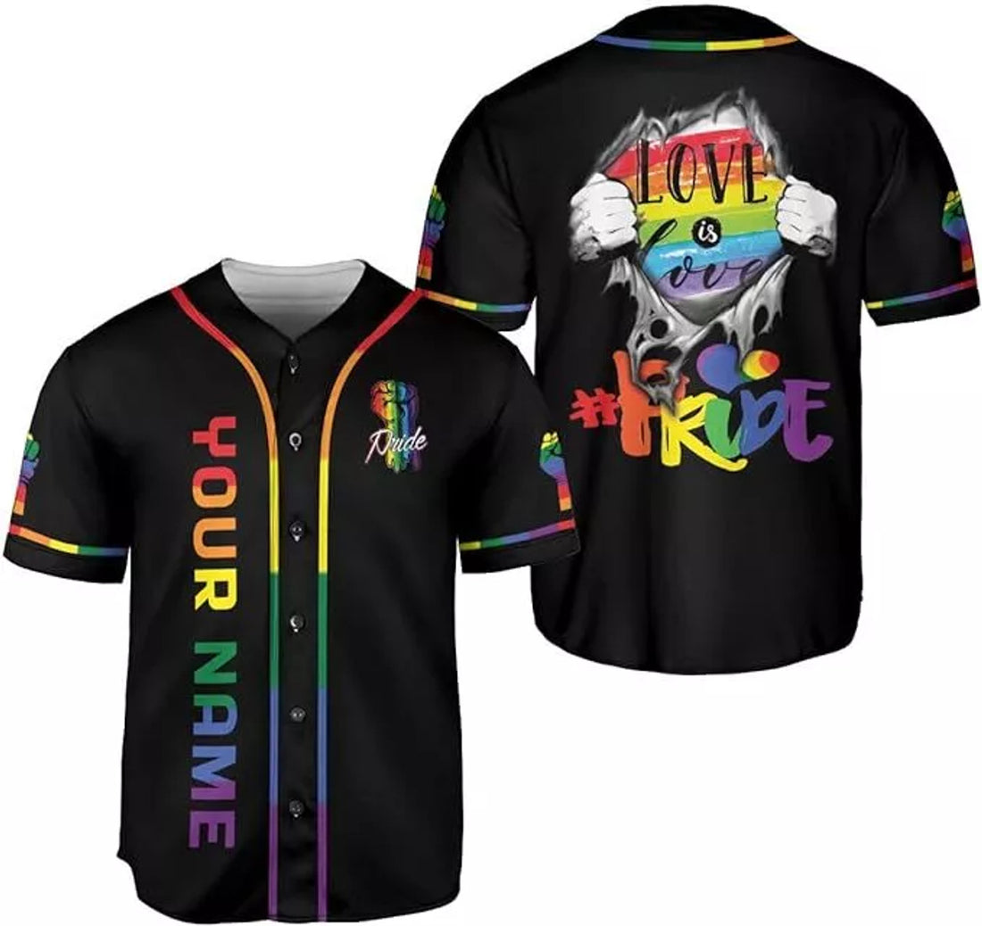 LGBT Pride Baseball Jersey Custom Rainbow Love is Love Baseball Jersey S-5XL