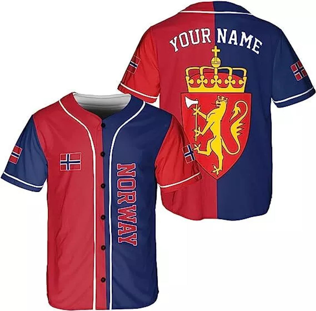 Custom Norway Baseball Jersey Norwegian Pride Baseball Jersey S-5XL