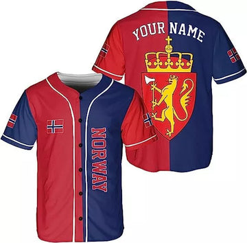 Custom Norway Baseball Jersey Norwegian Pride Baseball Jersey S-5XL
