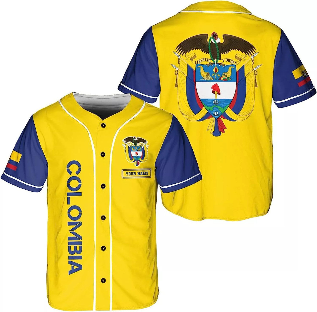 Colombia Baseball Jersey Shirt Colombian Flag Baseball Jersey S-5XL