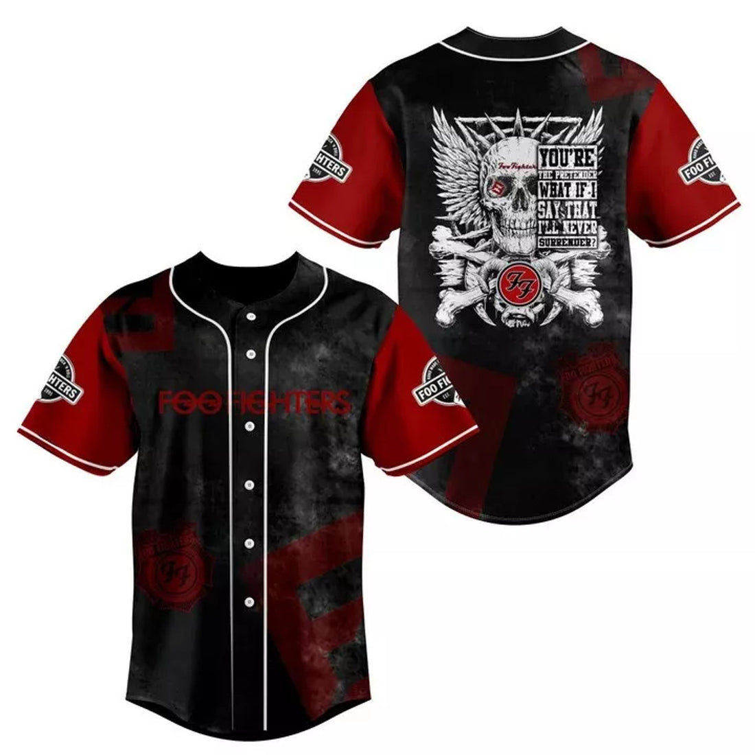 Foo Fighters Skull 3D Shirt Gift Baseball Jersey S-5XL