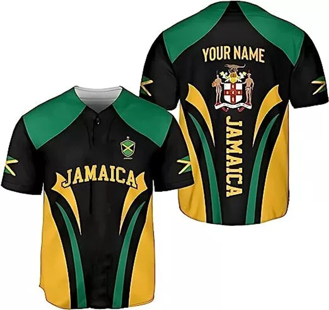 Personalized Jamaica Baseball Jersey Shirt Team Name Baseball Jersey S-5XL