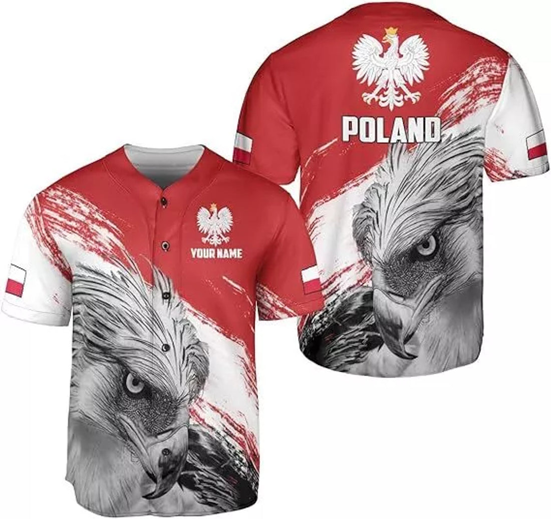 Custom Poland Baseball Jersey Polska Tshirt Poland Shirt Baseball Jersey S-5XL