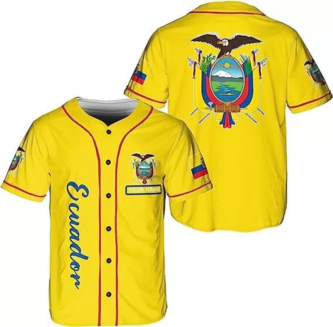 Custom Baseball Jersey Shirt Ecuador Flag Jersey Baseball Jersey S-5XL