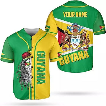 Custom Guyana Pride Baseball Jersey Guyanese Guyana Flag Baseball Jersey S-5XL