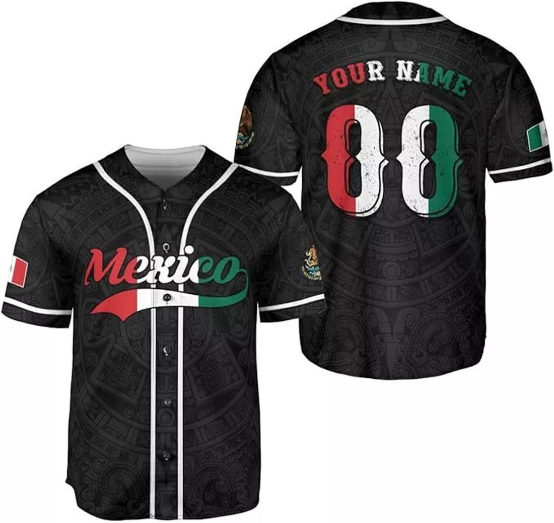 Custom Mexico Baseball Jersey Eagle Flag Mexican Shirt Baseball Jersey S-5XL