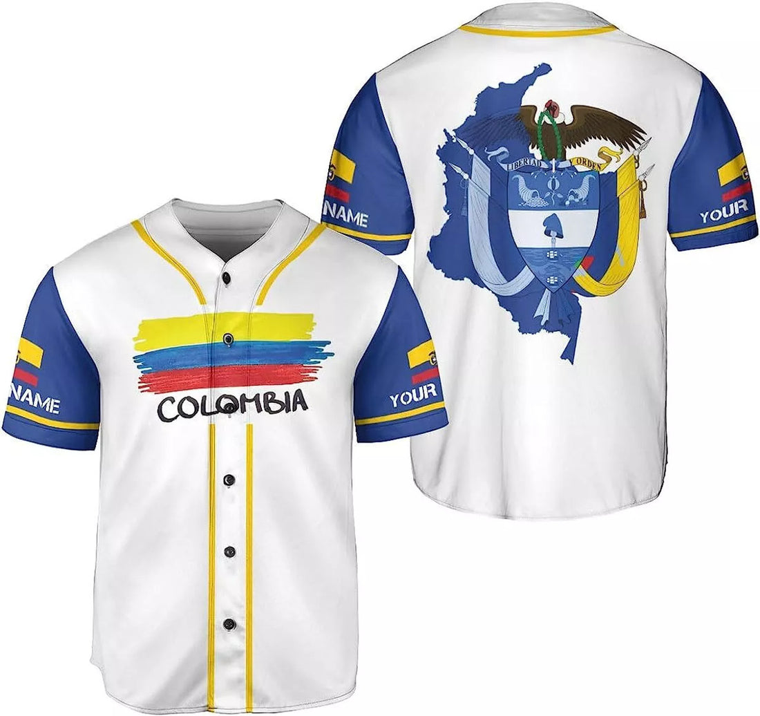 Custom Colombia Baseball Jersey Shirt Colombian Flag Baseball Jersey S-5XL