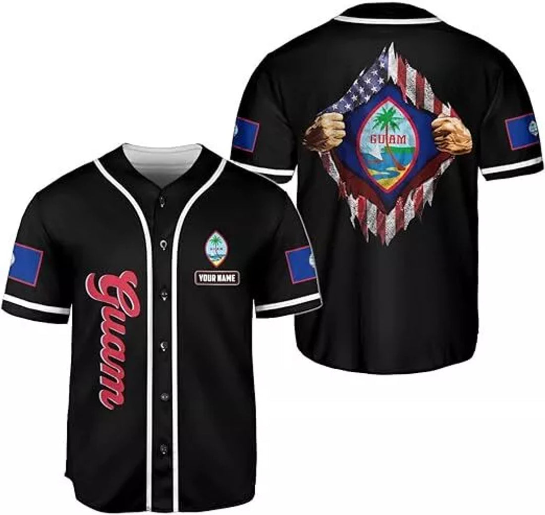 Custom Guam Baseball Jersey Guahan Flag Shirt Baseball Jersey S-5XL