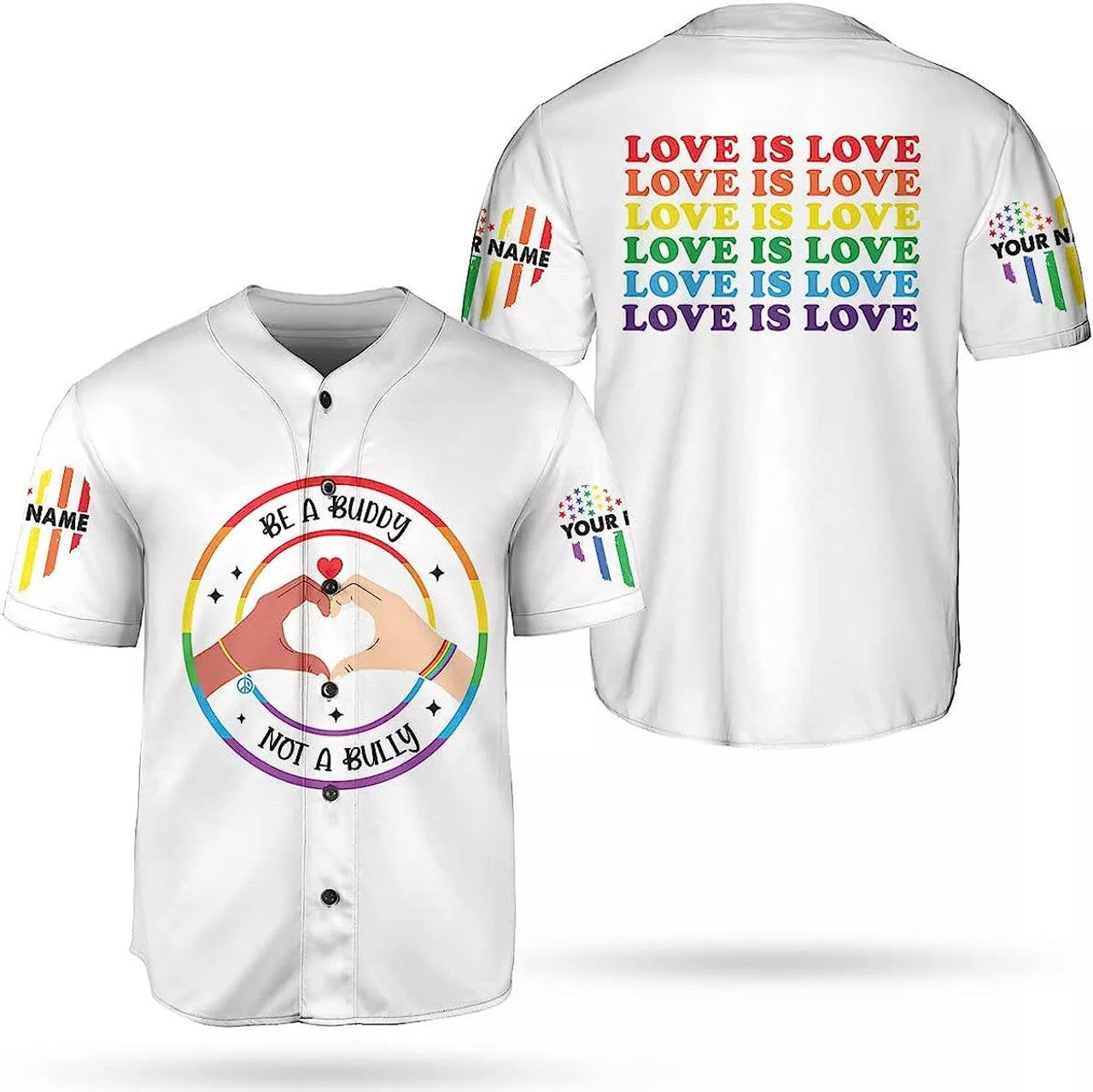 Custom Rainbow Pride LGBT Love is Love Baseball Jersey S-5XL