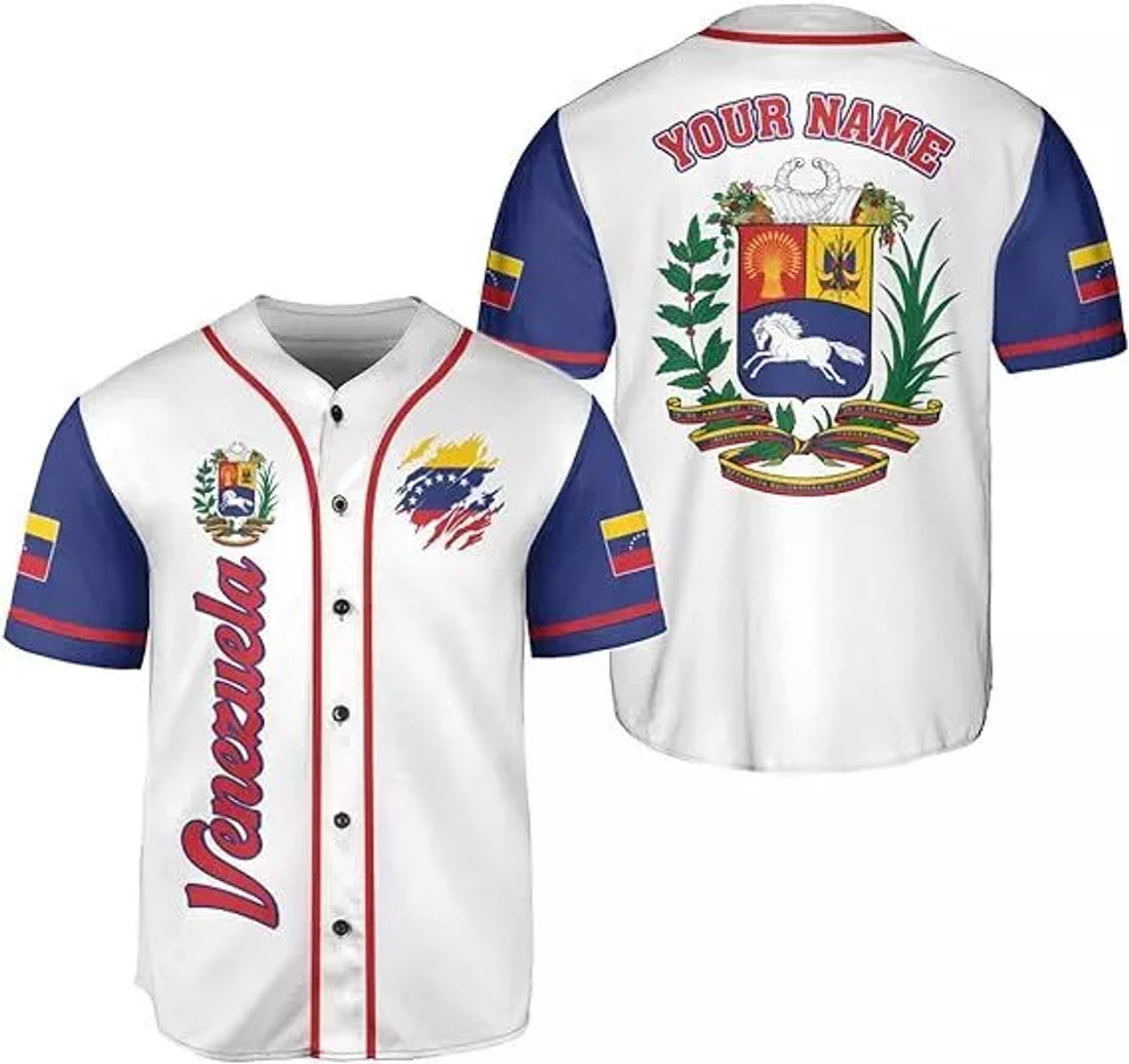 Custom Venezuela Flag Baseball Jersey Team Shirt Baseball Jersey S-5XL