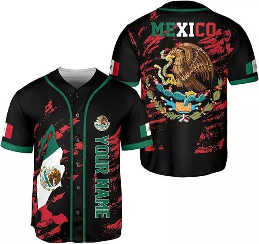 Custom Mexico Soccer Baseball Jersey Mexican Shirt Baseball Jersey S-5XL