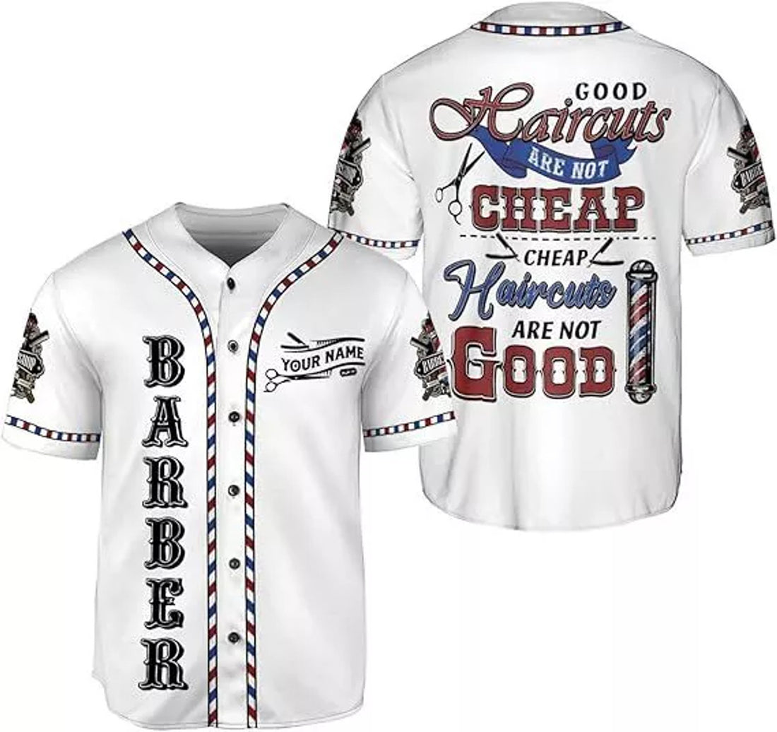 Custom Barber Shop Baseball Jersey 3D Baseball Jersey S-5XL