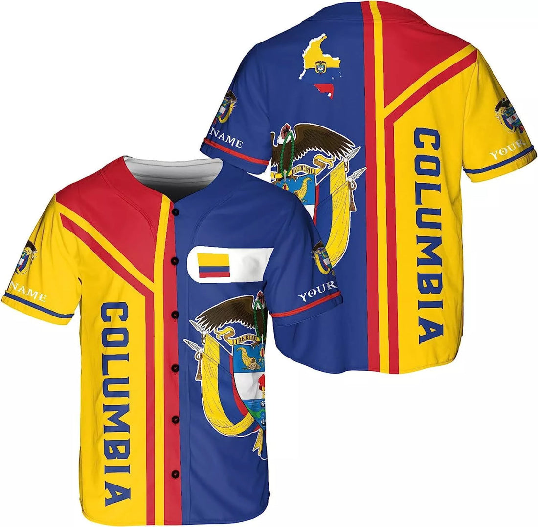 Custom Colombia Baseball Jersey Shirt Colombian Flag Baseball Jersey S-5XL