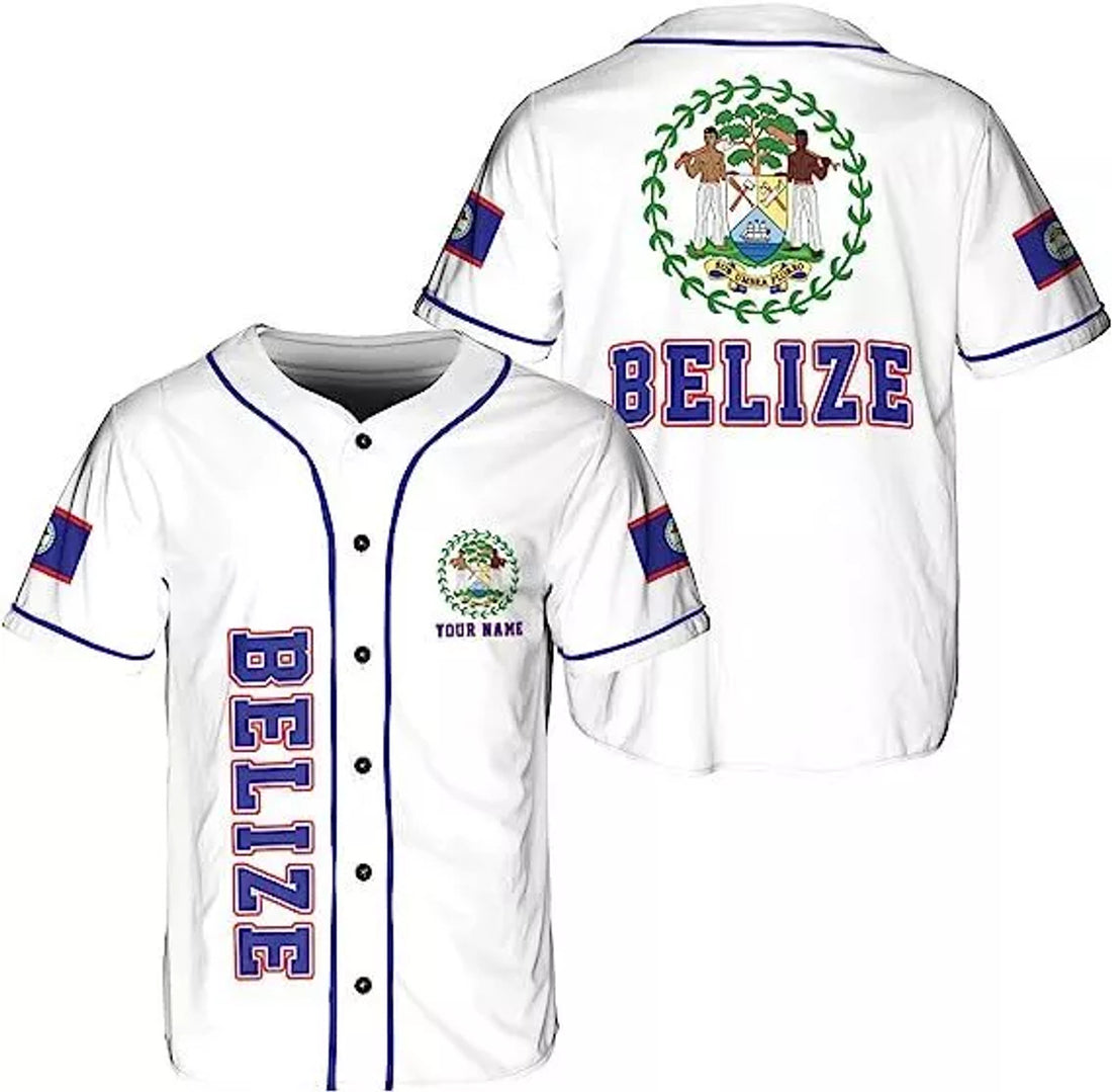 Custom Belize Baseball Jersey Shirt Belizean Flag Pride Baseball Jersey S-5XL