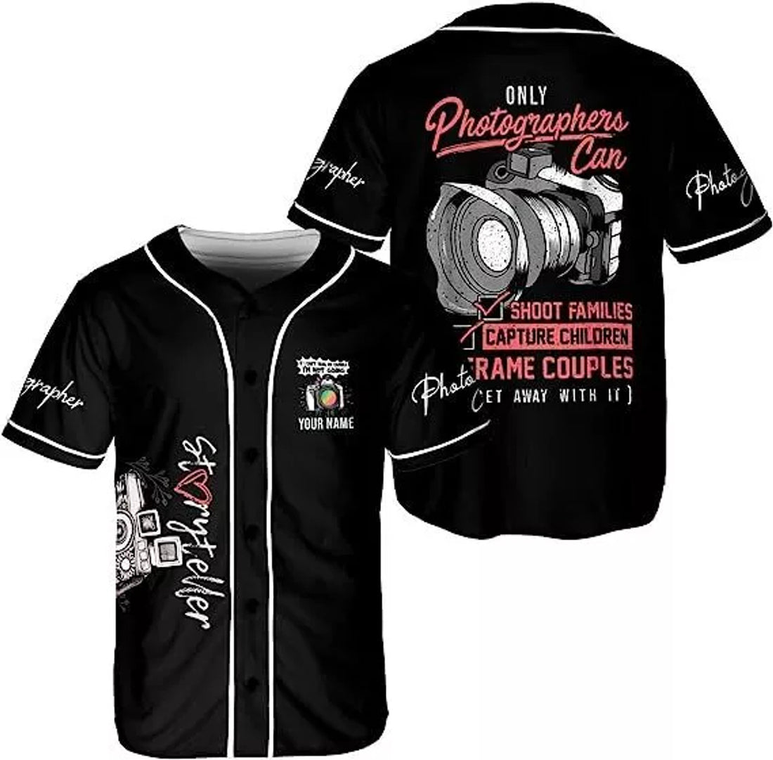 Custom Photography Jersey Shirt Photographer Baseball Jersey S-5XL