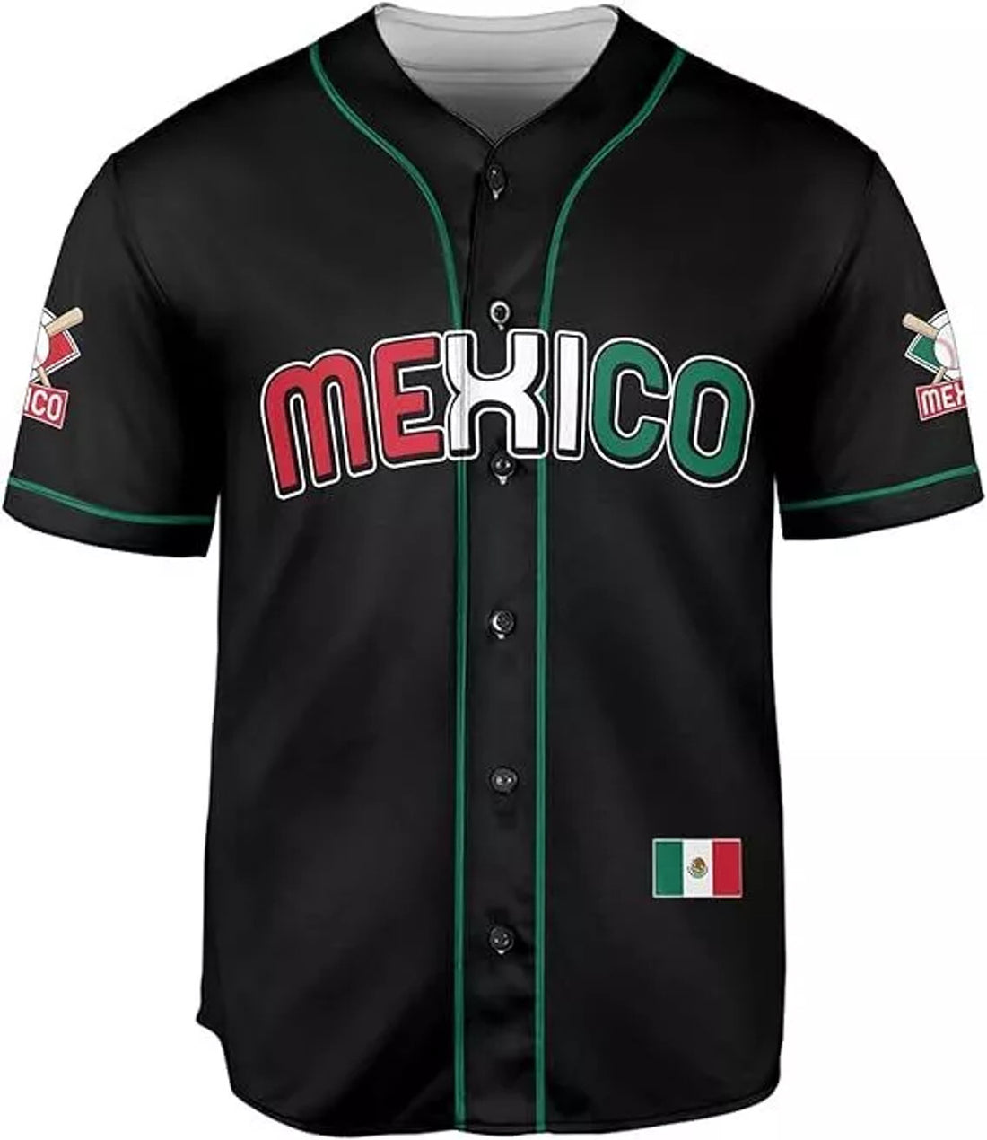 Custom Mexico Flag Baseball Jersey Soccer Shirt Mexican Baseball Jersey S-5XL
