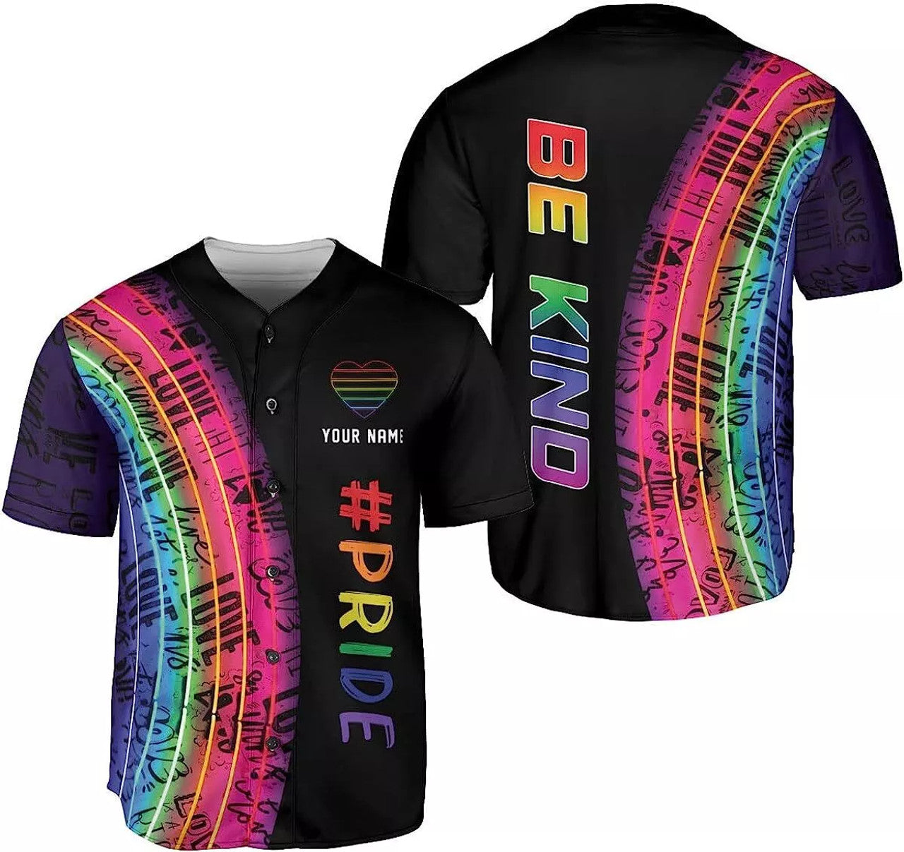 Custom Rainbow Pride LGBT Love is Love Baseball Jersey S-5XL