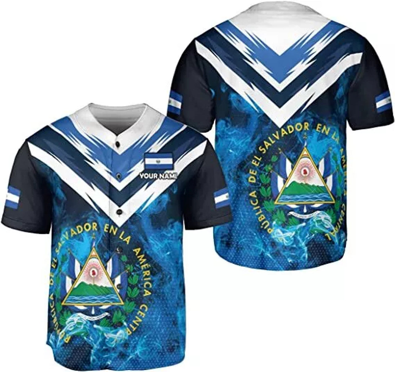 Personalized El Salvador Flag Baseball Jersey Shirt Baseball Jersey S-5XL