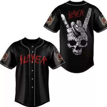 Slayer Rock Band 3D Jersey Shirt Baseball Gift Baseball Jersey S-5XL