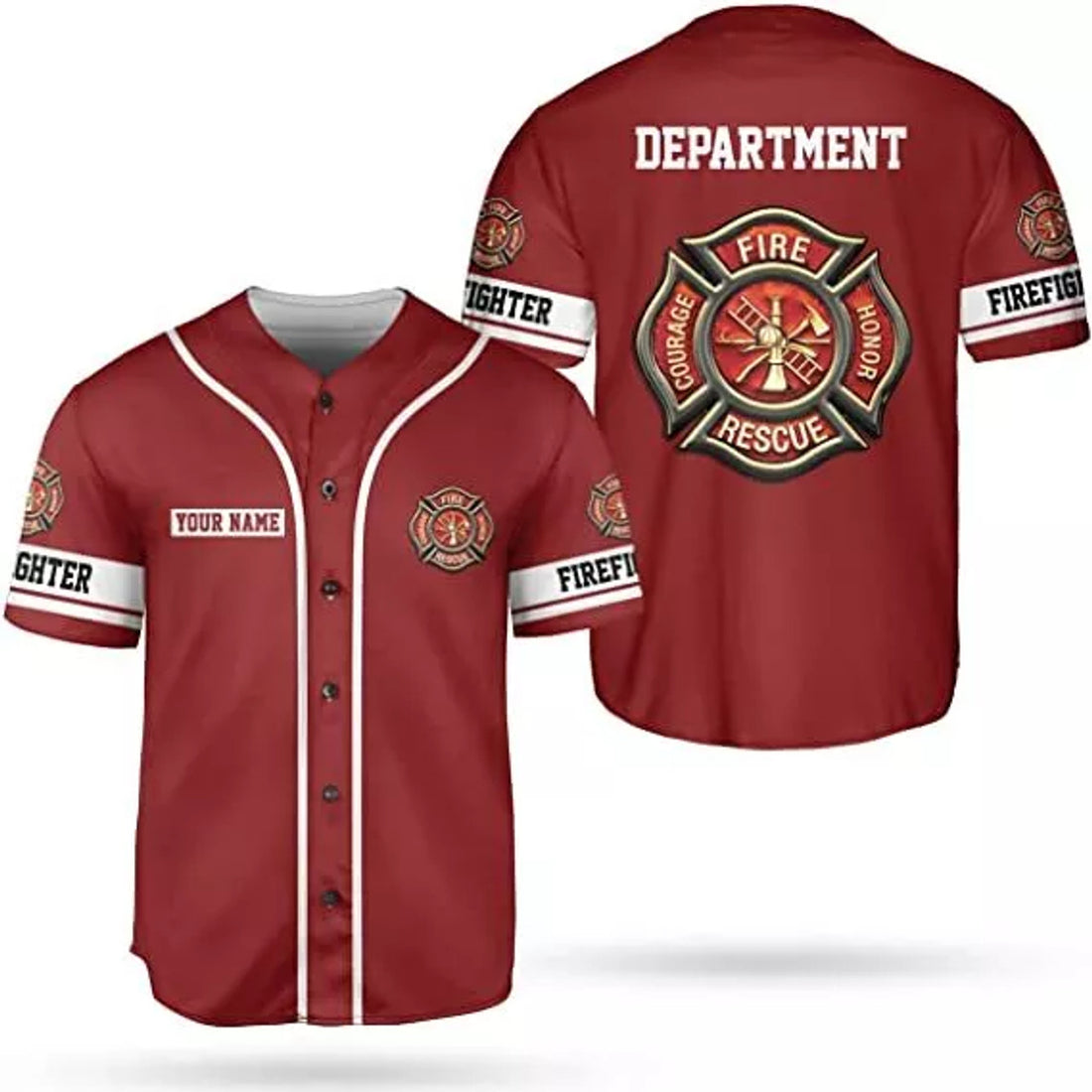 Custom Firefighter Baseball Jersey Thin Red Line Baseball Jersey S-5XL
