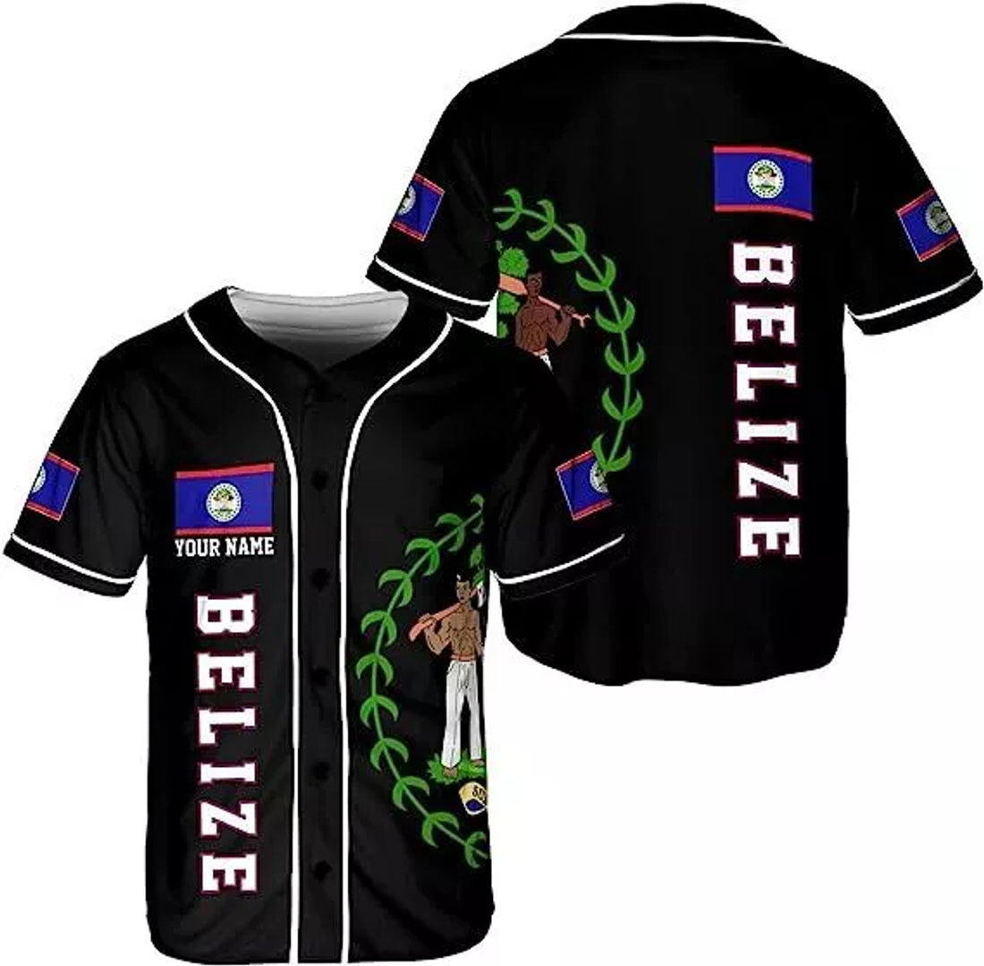 Custom Belize Baseball Jersey Shirt Belizean Flag Pride Baseball Jersey S-5XL