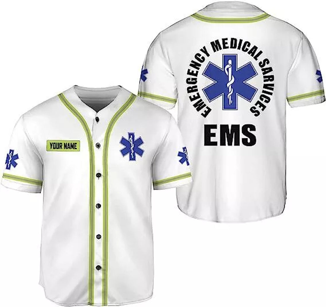 Custom EMS EMT American Flag Baseball Jersey S-5XL