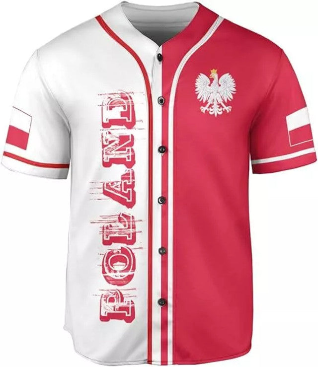 Custom Poland Baseball Jersey Polska Tshirt Baseball Jersey S-5XL