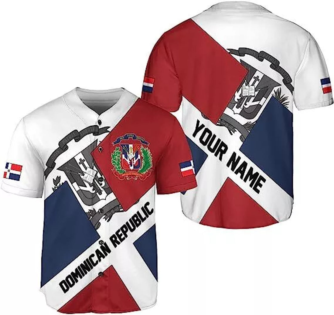 Custom Dominican Republic Baseball Jersey Shirt S-5XL