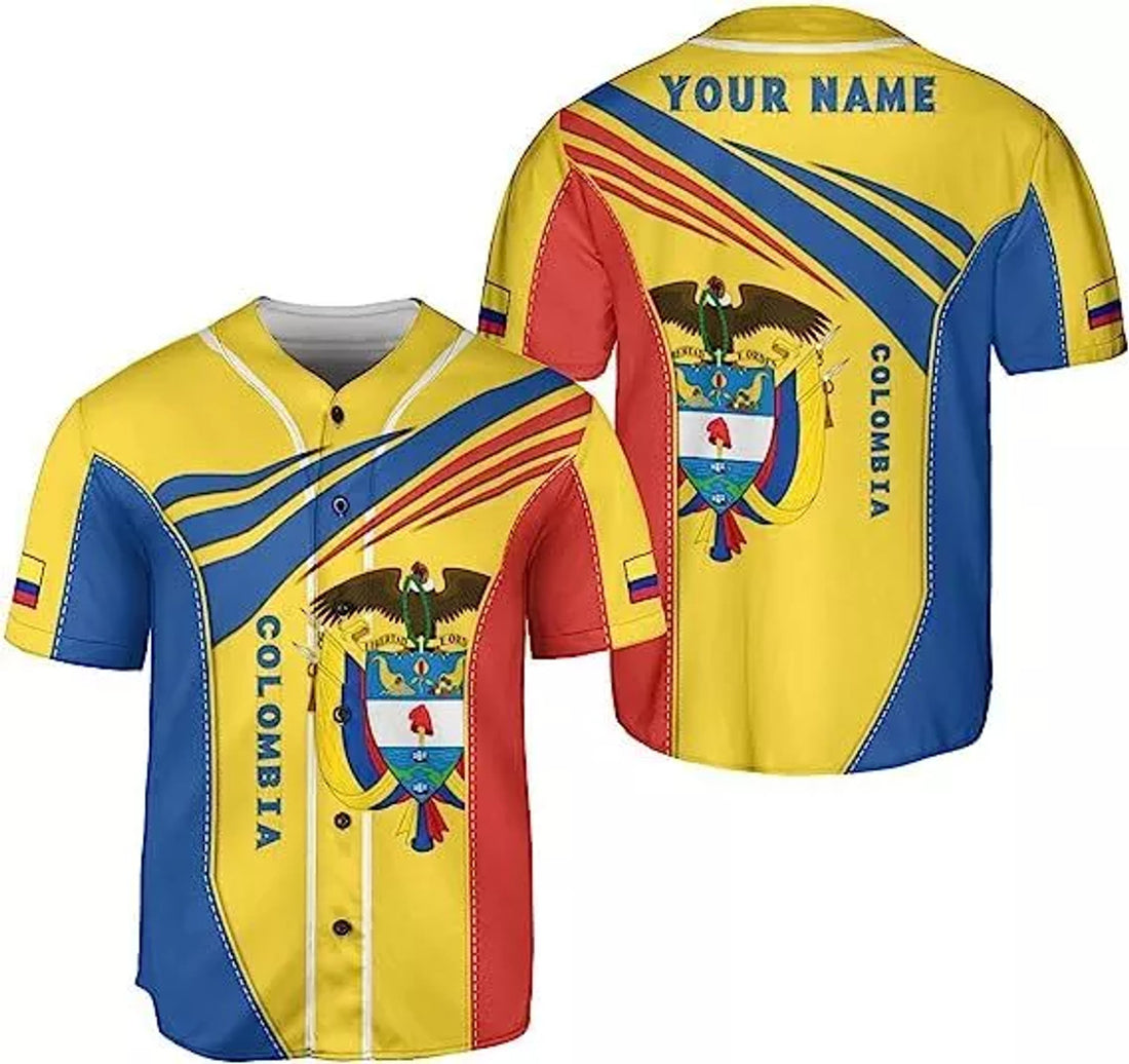 Custom Personalized Colombia Flag Baseball Jersey S-5XL