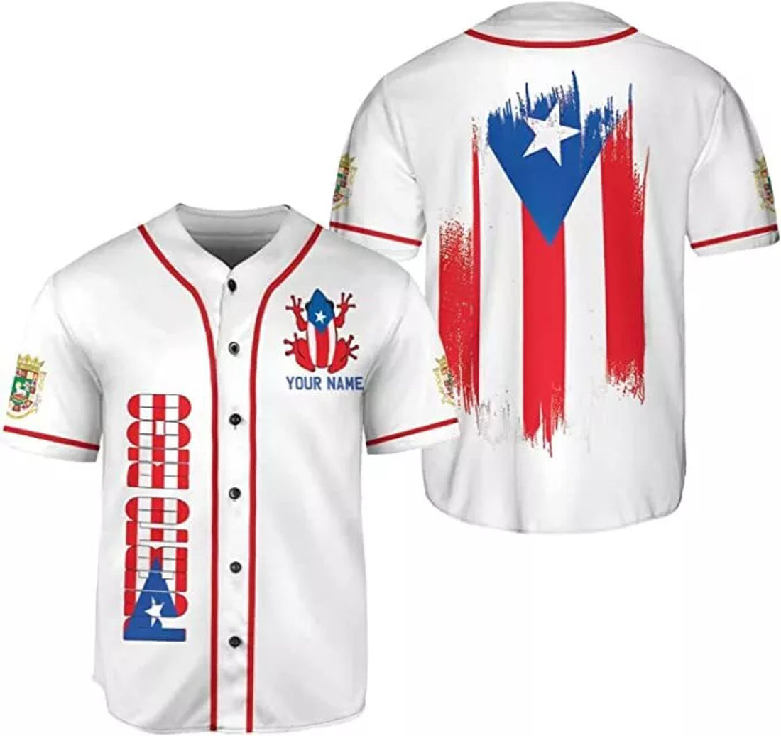 Custom Puerto Rico Baseball Shirt Customized Team Name Baseball Jersey S-5XL